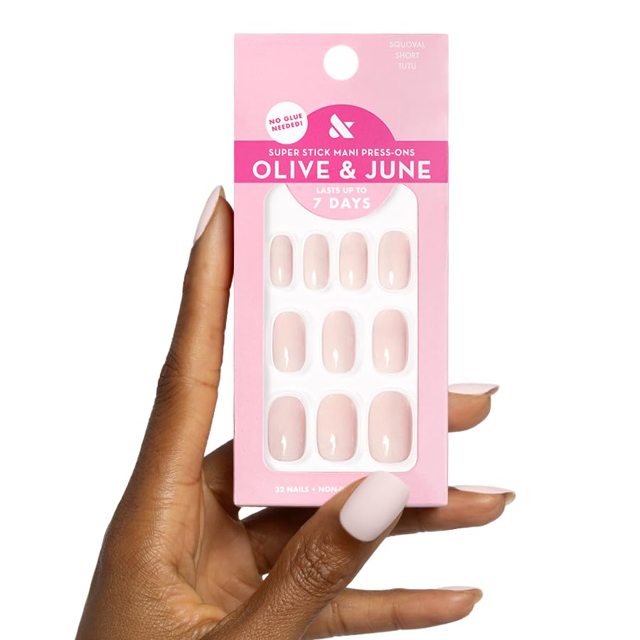 Olive & June Super Stick Press-On Nails Tutu Pastel Pink front view