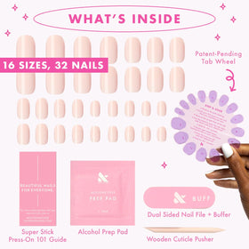 Olive & June Super Stick Press-On Nails Tutu Pastel Pink in various sizes