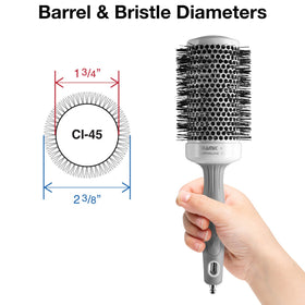 Olivia Garden Ceramic Ion Round Hair Brush showing vented barrel