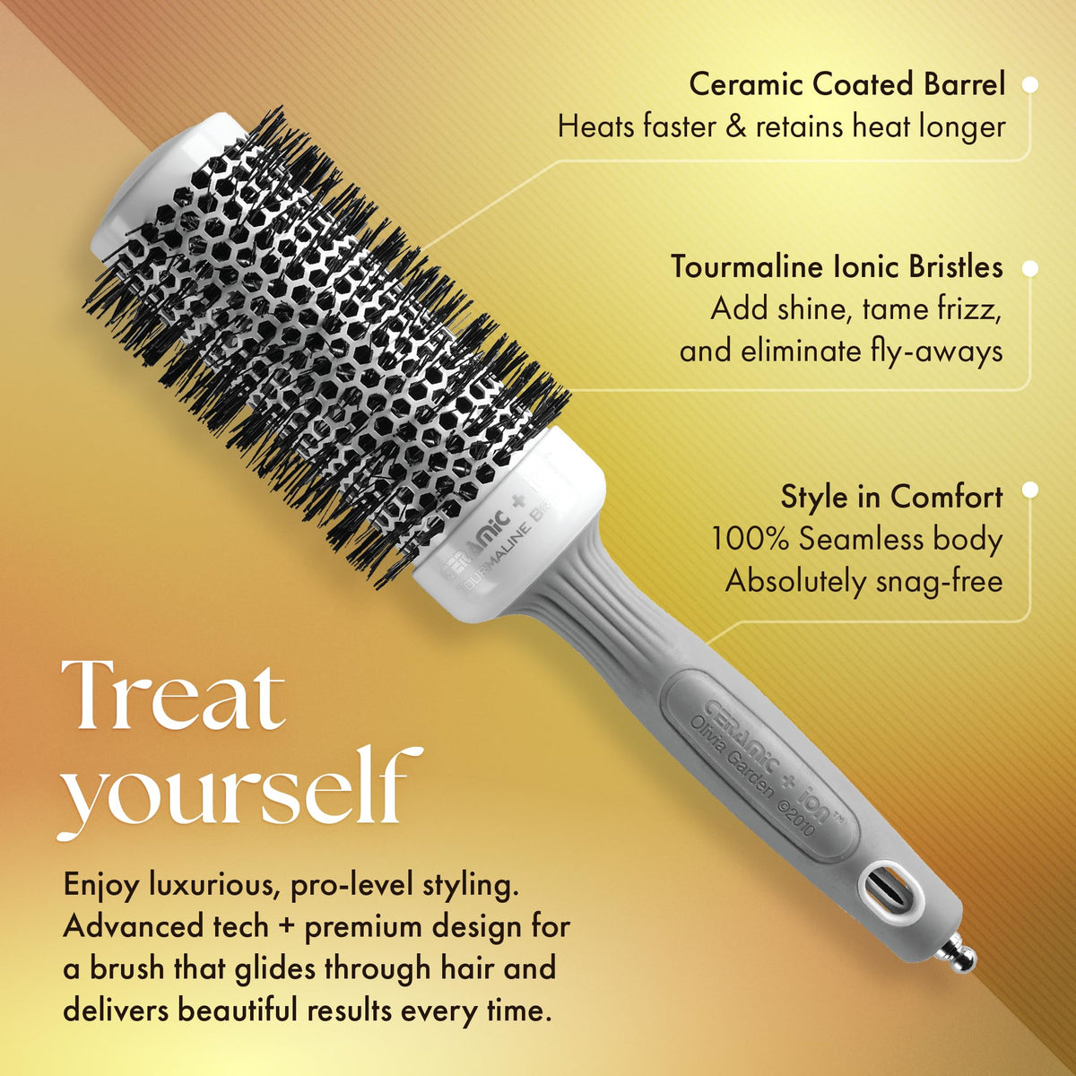 Olivia Garden Ceramic Ion Round Hair Brush side view