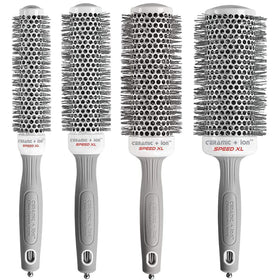 Olivia Garden Ceramic + Ion Speed XL Hair Brush front view with extra-long barrel