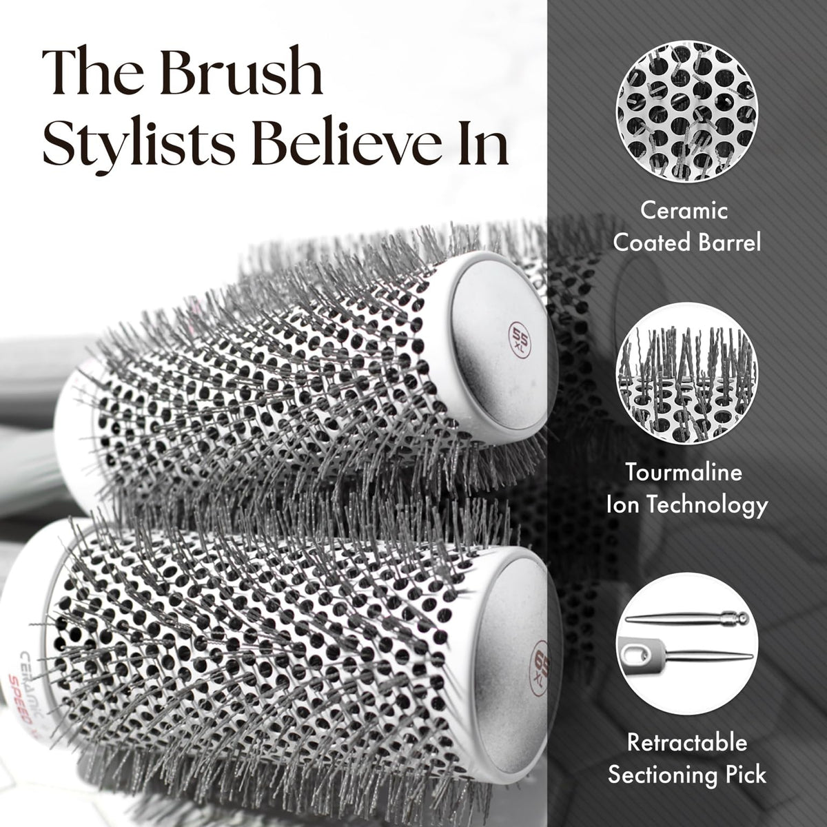 Olivia Garden Ceramic + Ion Speed XL Thermal Hair Brush on styling table