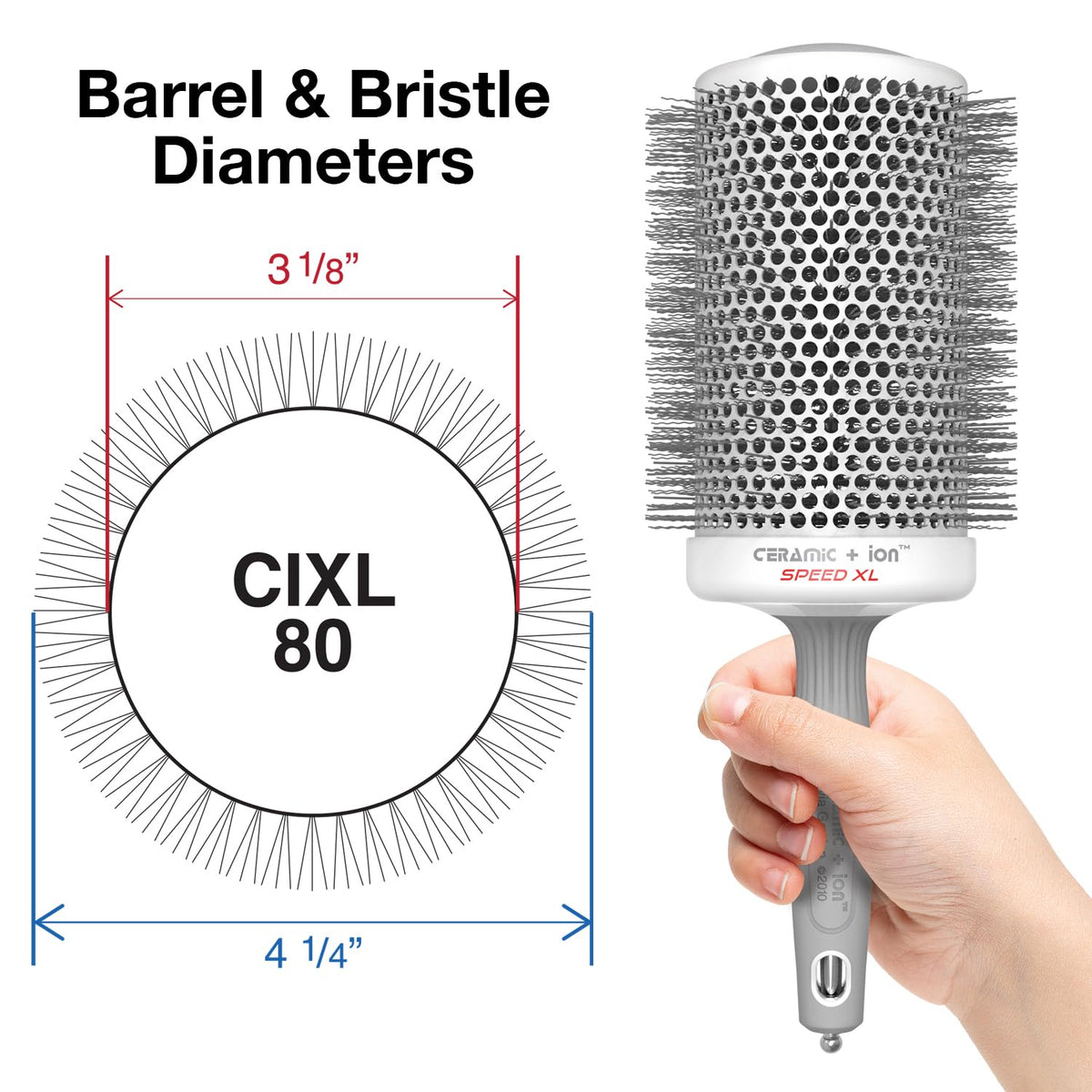 Olivia Garden Ceramic + Ion Speed XL Thermal Hair Brush side view