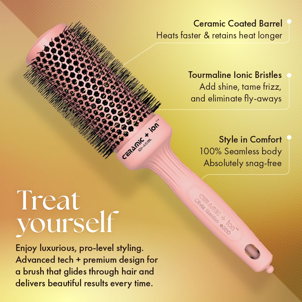 Olivia Garden CI-45BL round hair brush ergonomic grip close-up