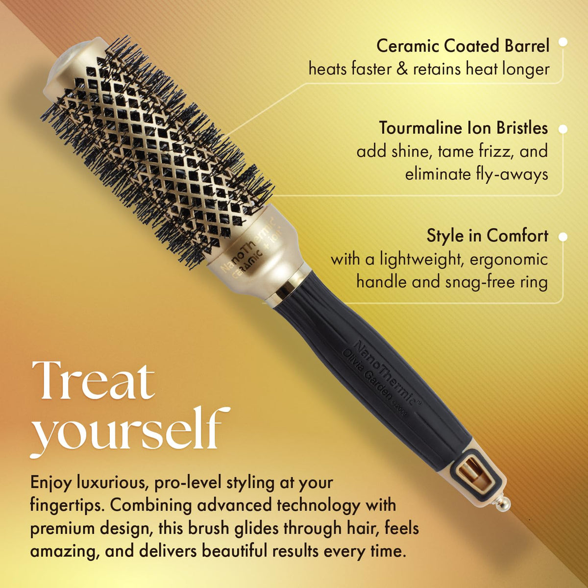 Olivia Garden NanoThermic Round Brush 1 1/4" ergonomic handle