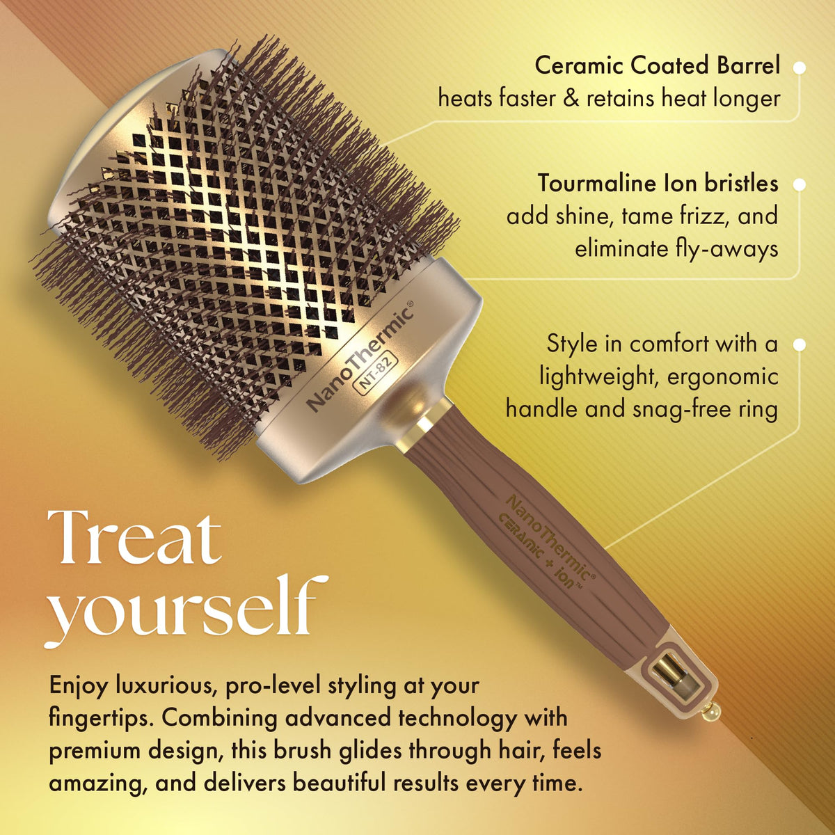 Olivia Garden NanoThermic Round Brush 3 1/4" showing barrel design