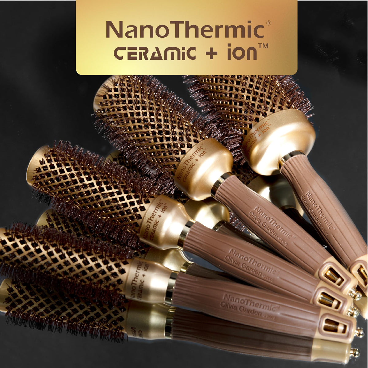 Olivia Garden NanoThermic Round Brush in use on hair