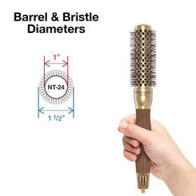 Olivia Garden NanoThermic round brush side view showing barrel
