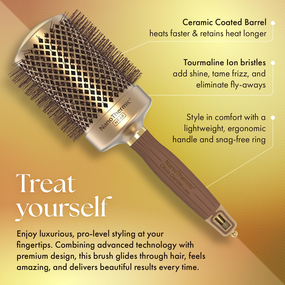 Olivia Garden NanoThermic Round Thermal Hair Brush with packaging