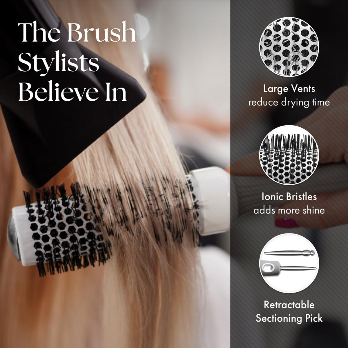 Olivia Garden Round Hair Brush with a vented ceramic barrel
