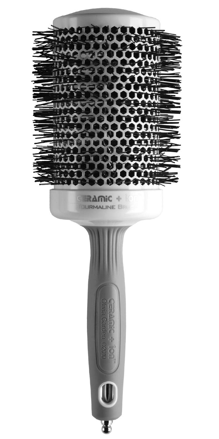 Olivia Garden Round Thermal Hair Brush front view with ceramic barrel