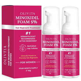 OLIVITA 5% Minoxidil Foam back view with instructions