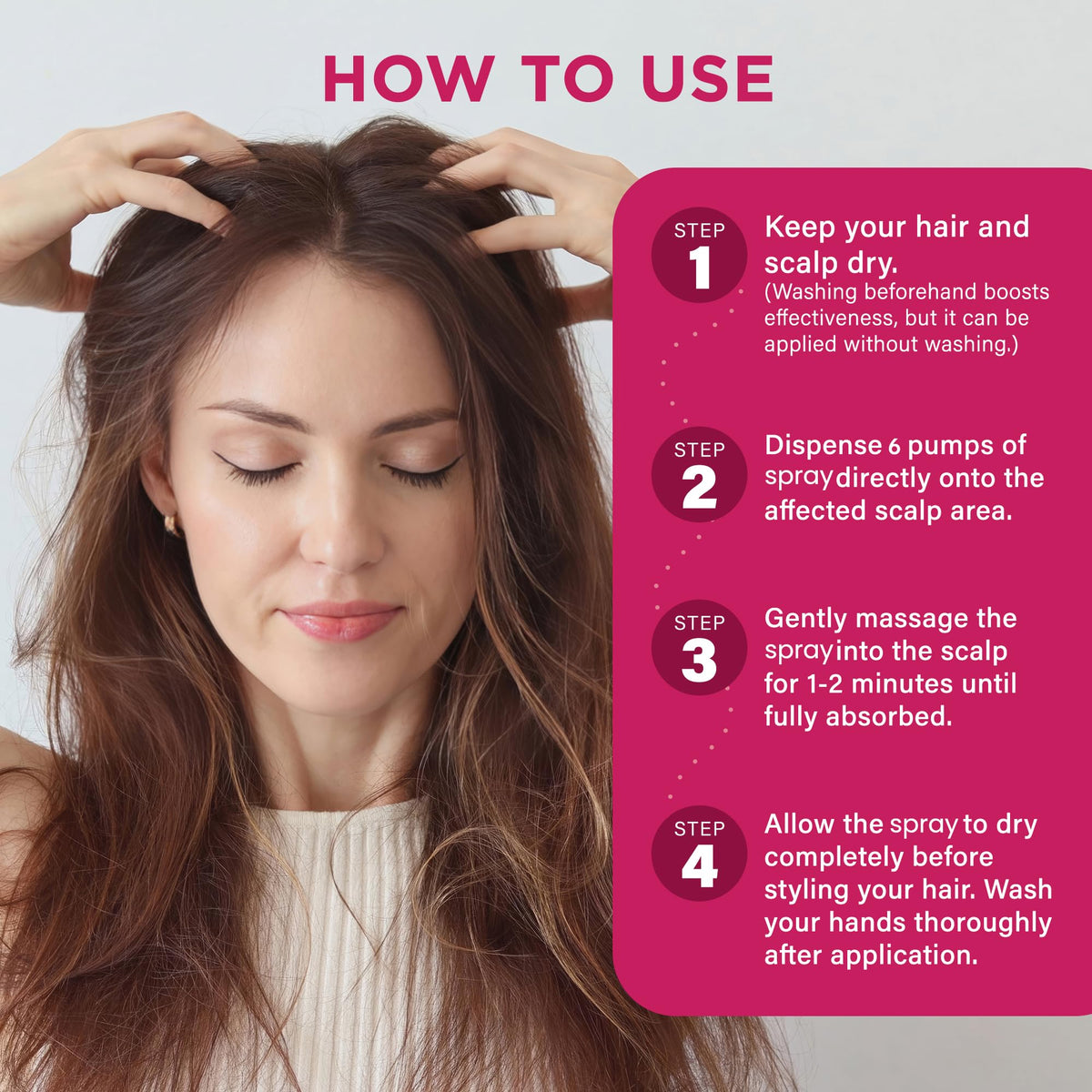 OLIVITA 5% Minoxidil Spray in a hand for application