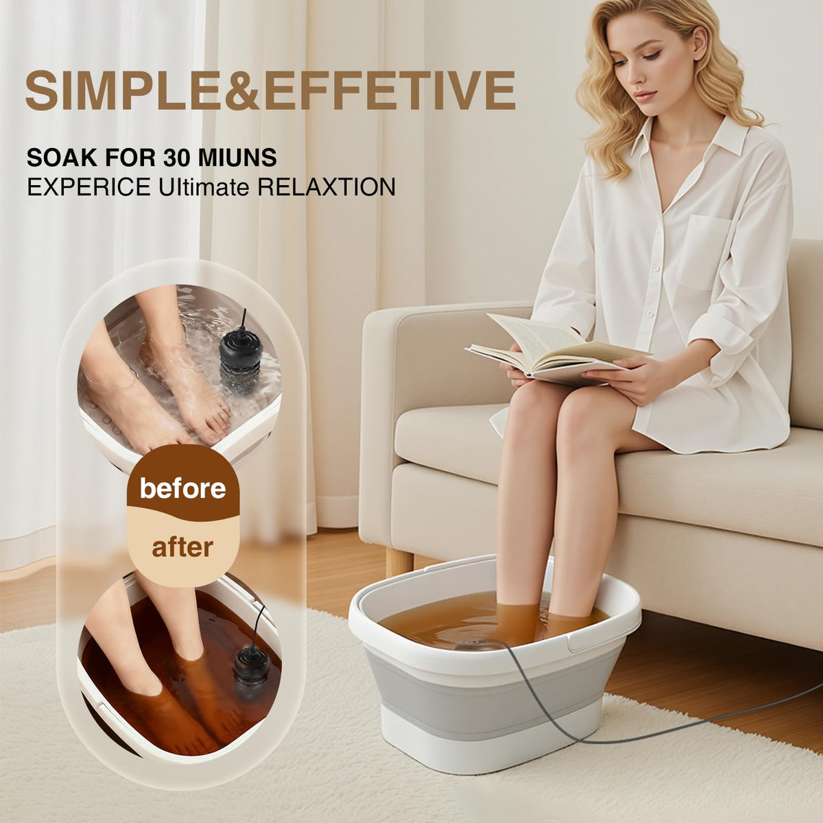 Olixie Ionic Foot Bath with water colour change during use