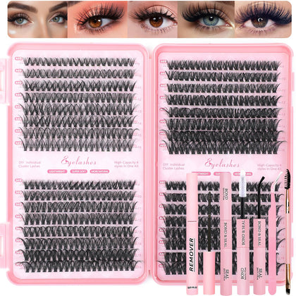 OLLAVO Lash Clusters Kit 640 Pcs front view with assorted lash lengths