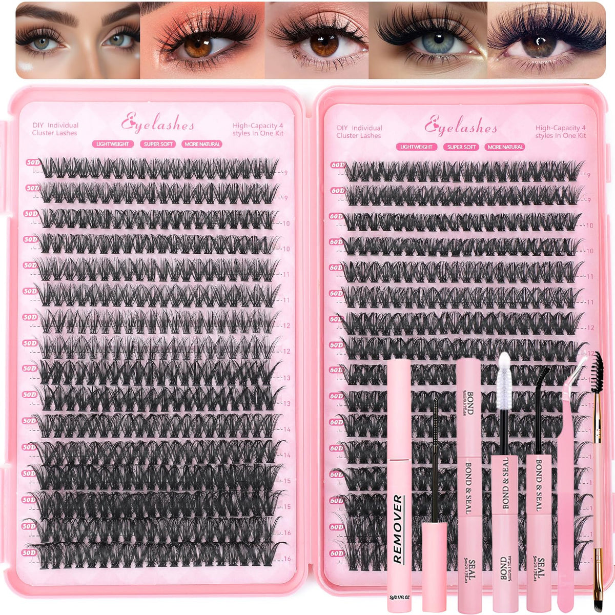 OLLAVO Lash Clusters Kit 640 Pcs with various lash lengths