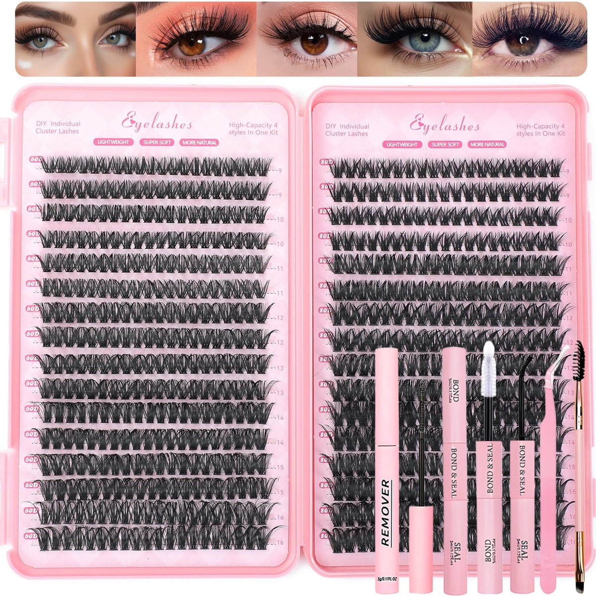 OLLAVO Lash Clusters Kit 640 pcs with various lengths and densities