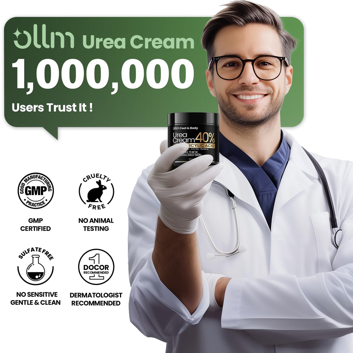 OLLN Urea Cream 40% in a bathroom setting