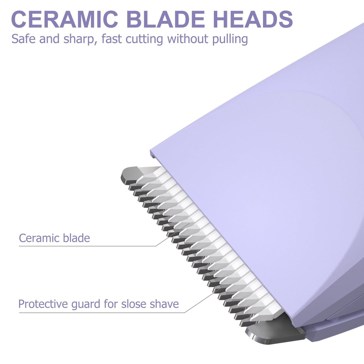 OLOV Electric Body Hair Trimmer side view showcasing ceramic blades