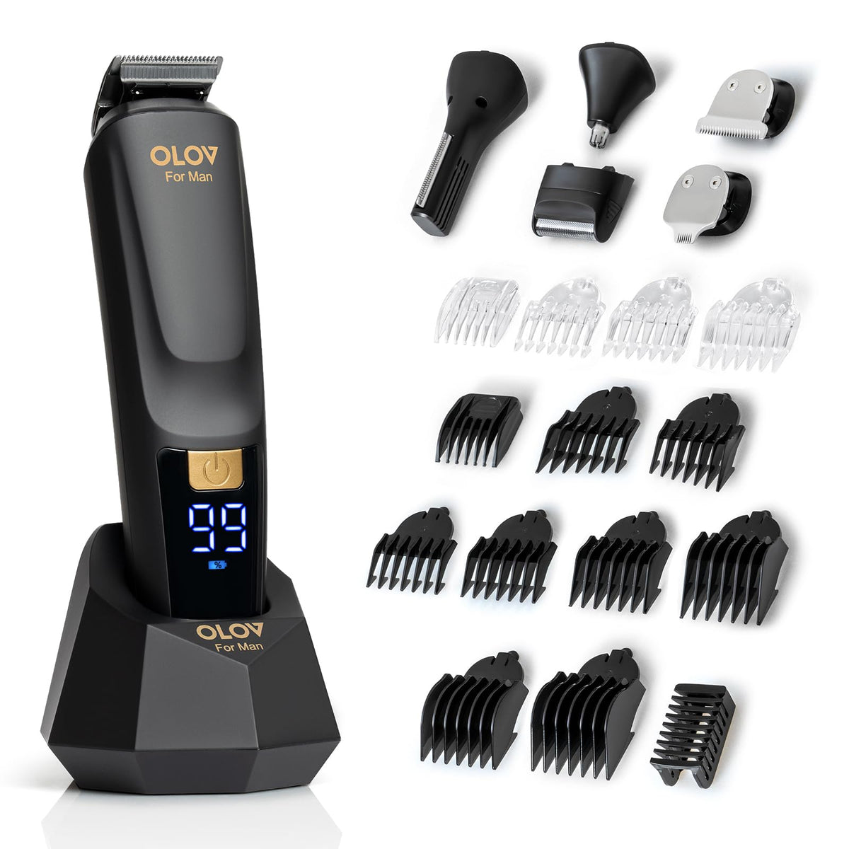 OLOV For Man Beard Trimmer 21 Piece Grooming Kit front view