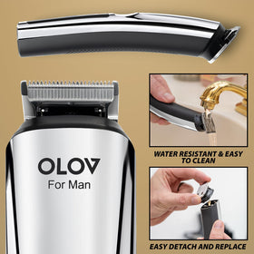 OLOV For Man Beard Trimmer in use, trimming beard