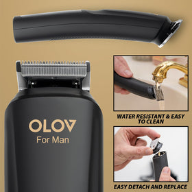 OLOV For Man Beard Trimmer LED display showing battery level
