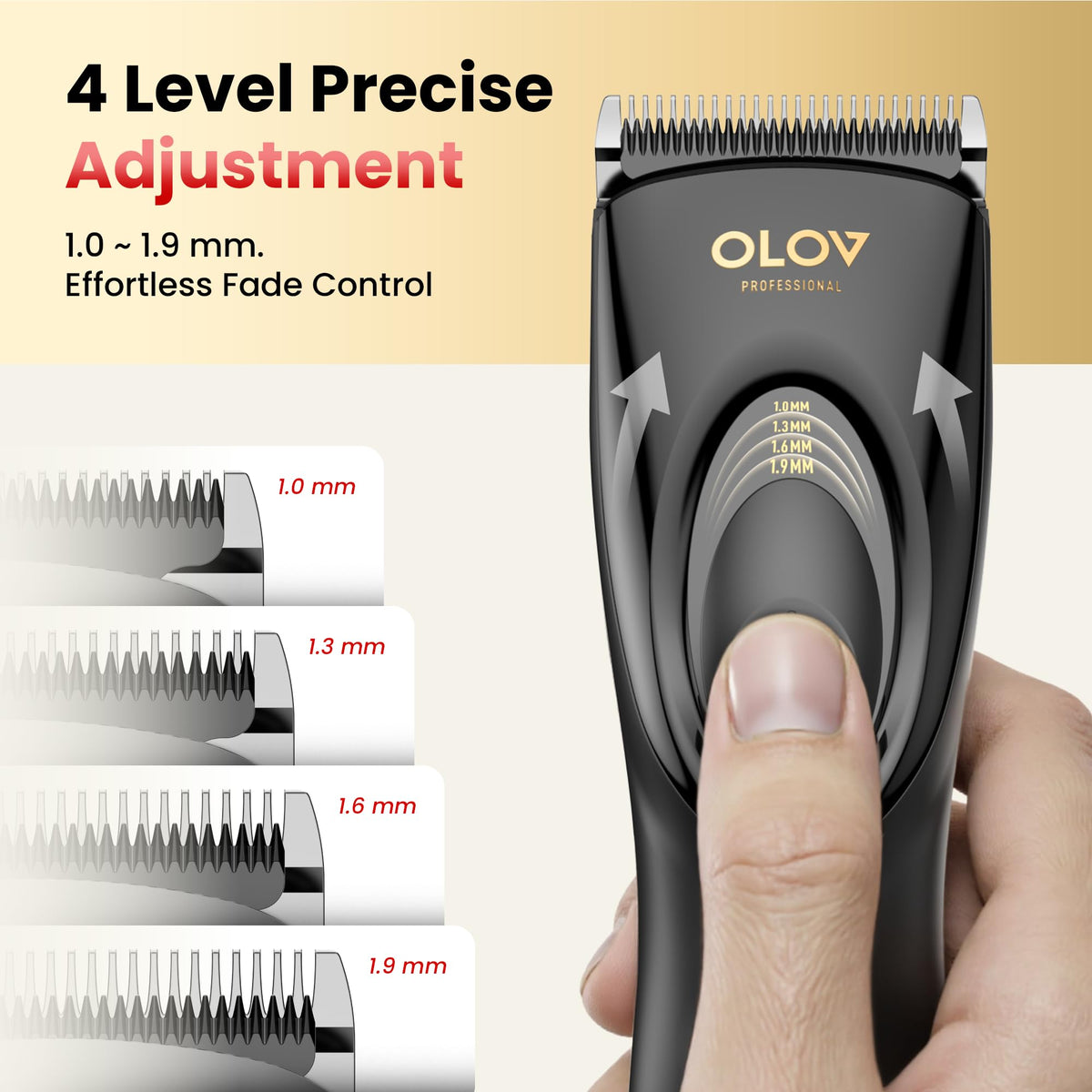 OLOV PROFESSIONAL Hair Clippers adjustable length settings