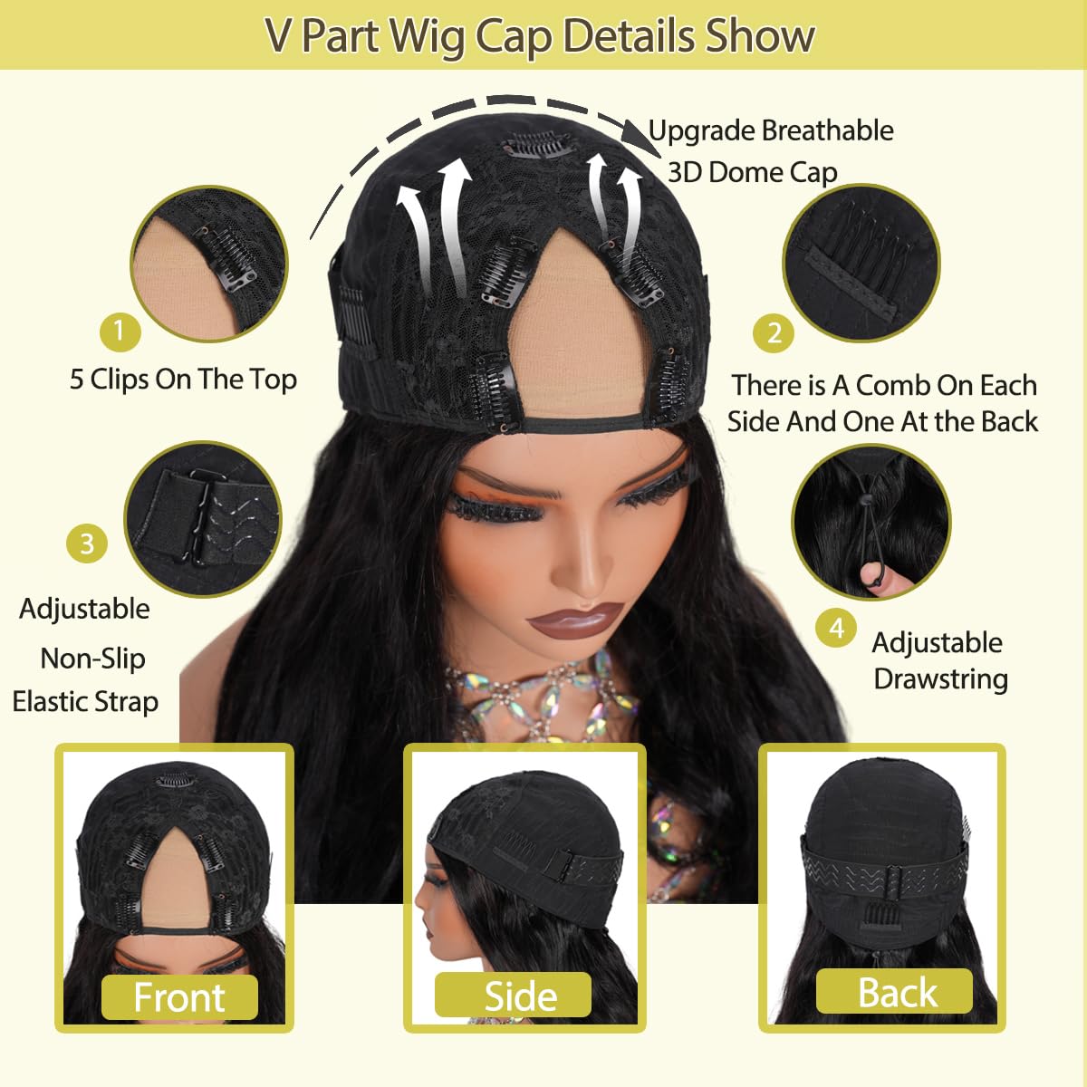 Omeself V Part Wig 22 Inch back view