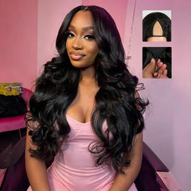 Omeself V Part Wig 22 Inch body wave front view