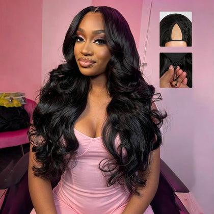 Omeself V Part Wig 22 Inch body wave front view