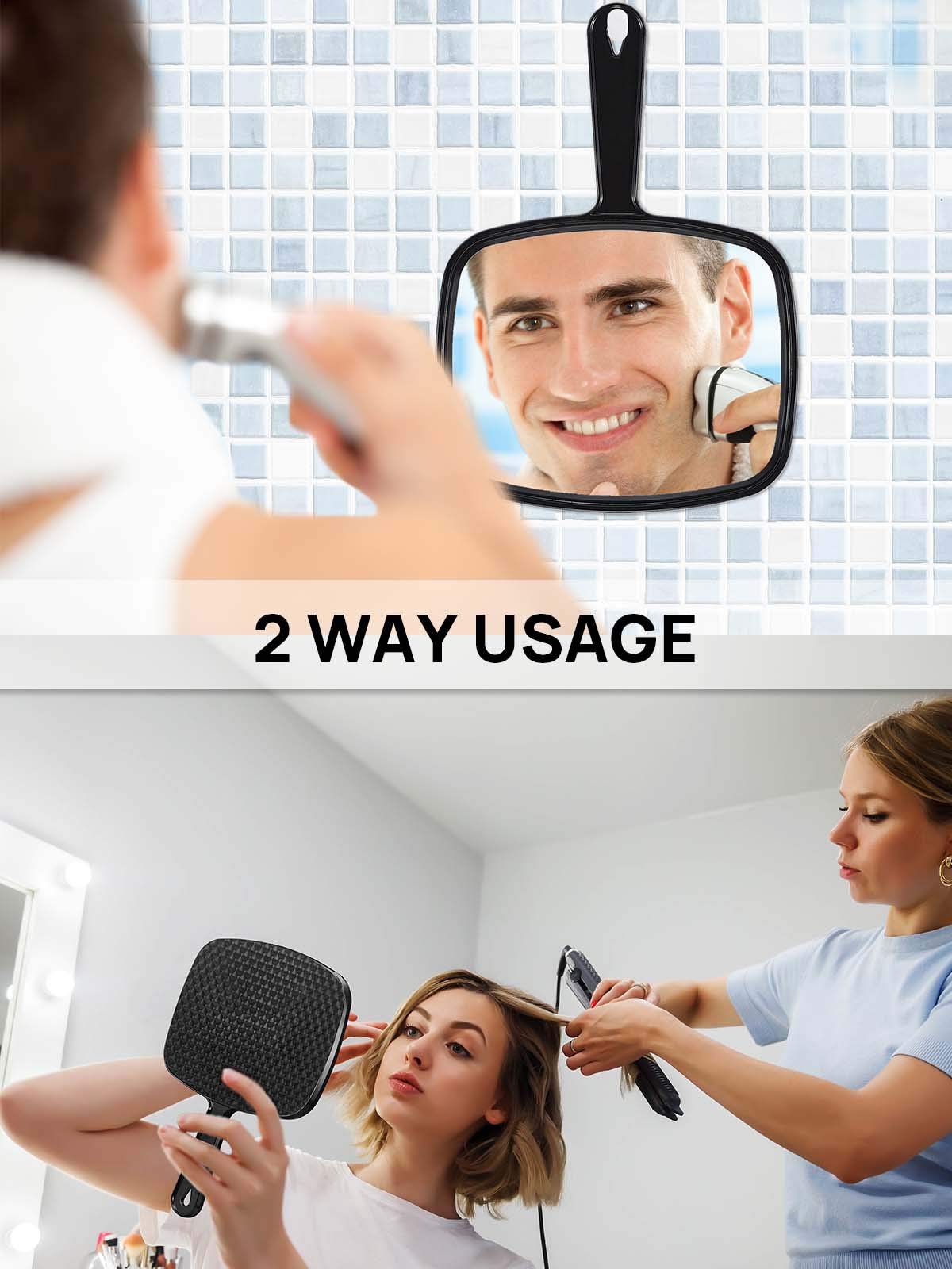 OMIRO Hand Mirror held in hand to show comfort and grip