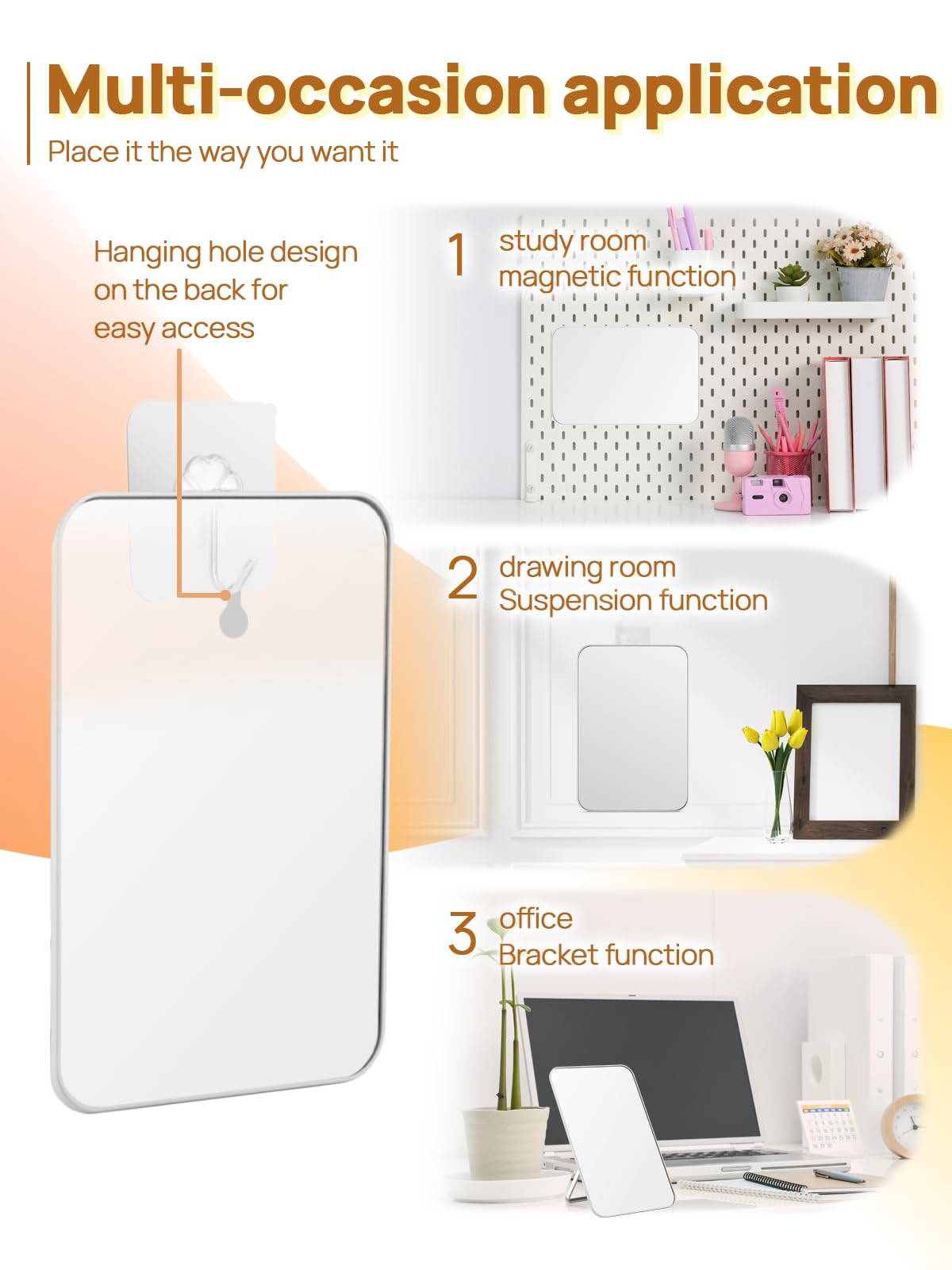 OMIRO Magnetic Locker Mirror showing built-in magnets