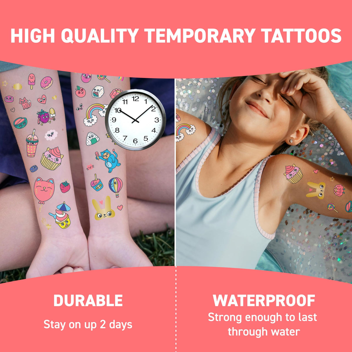 Omy Kawaii Temporary Tattoos displayed on a table