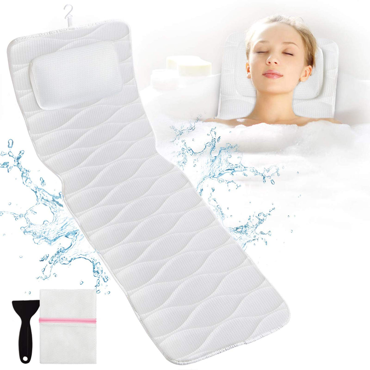 OMYSTYLE Full Body Bath Pillow front view with suction cups