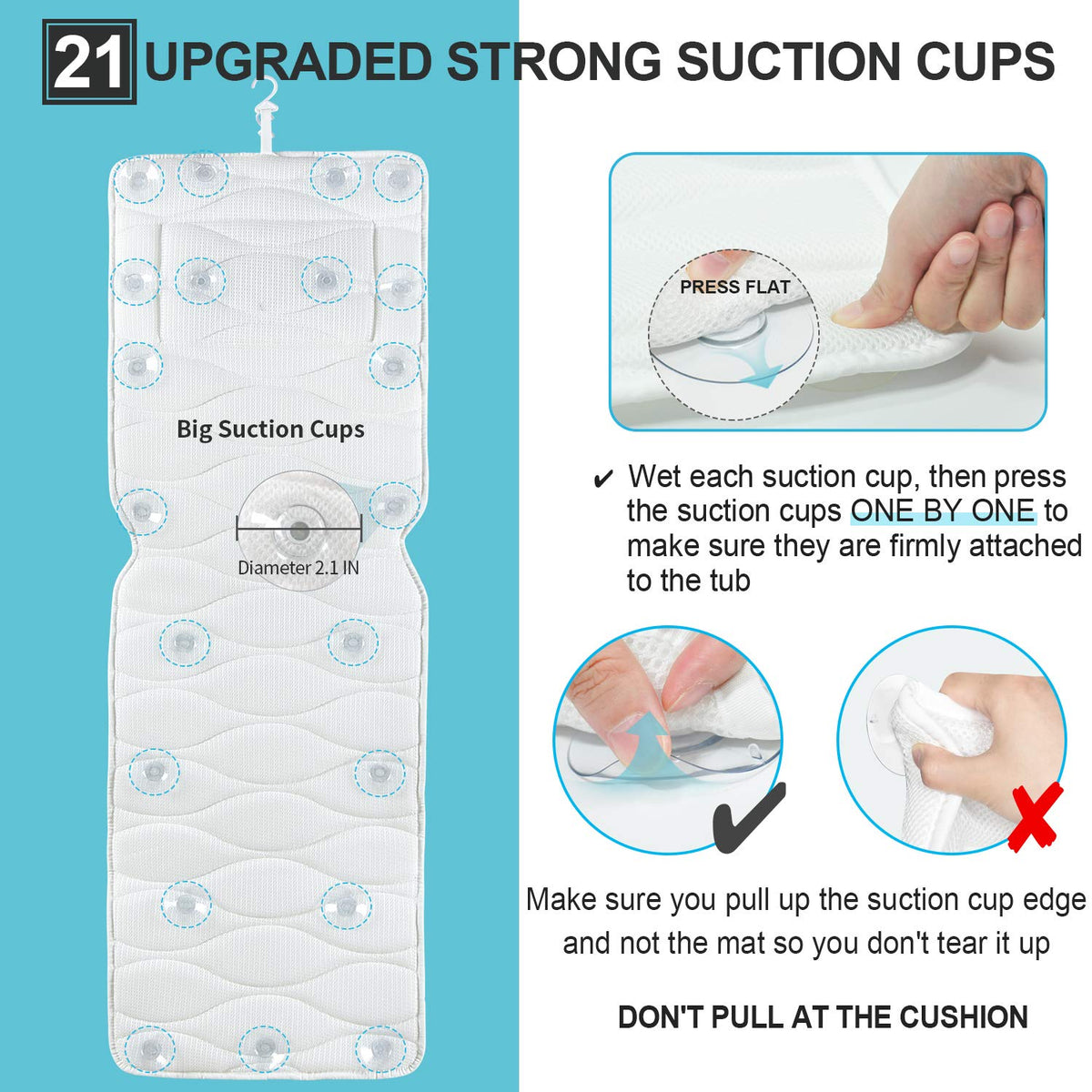 OMYSTYLE Full Body Bath Pillow side view with headrest
