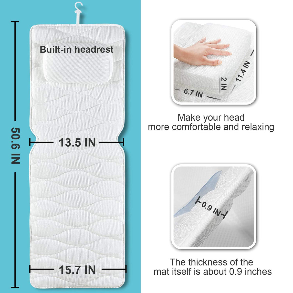 OMYSTYLE Full Body Bath Pillow with mesh washing bag