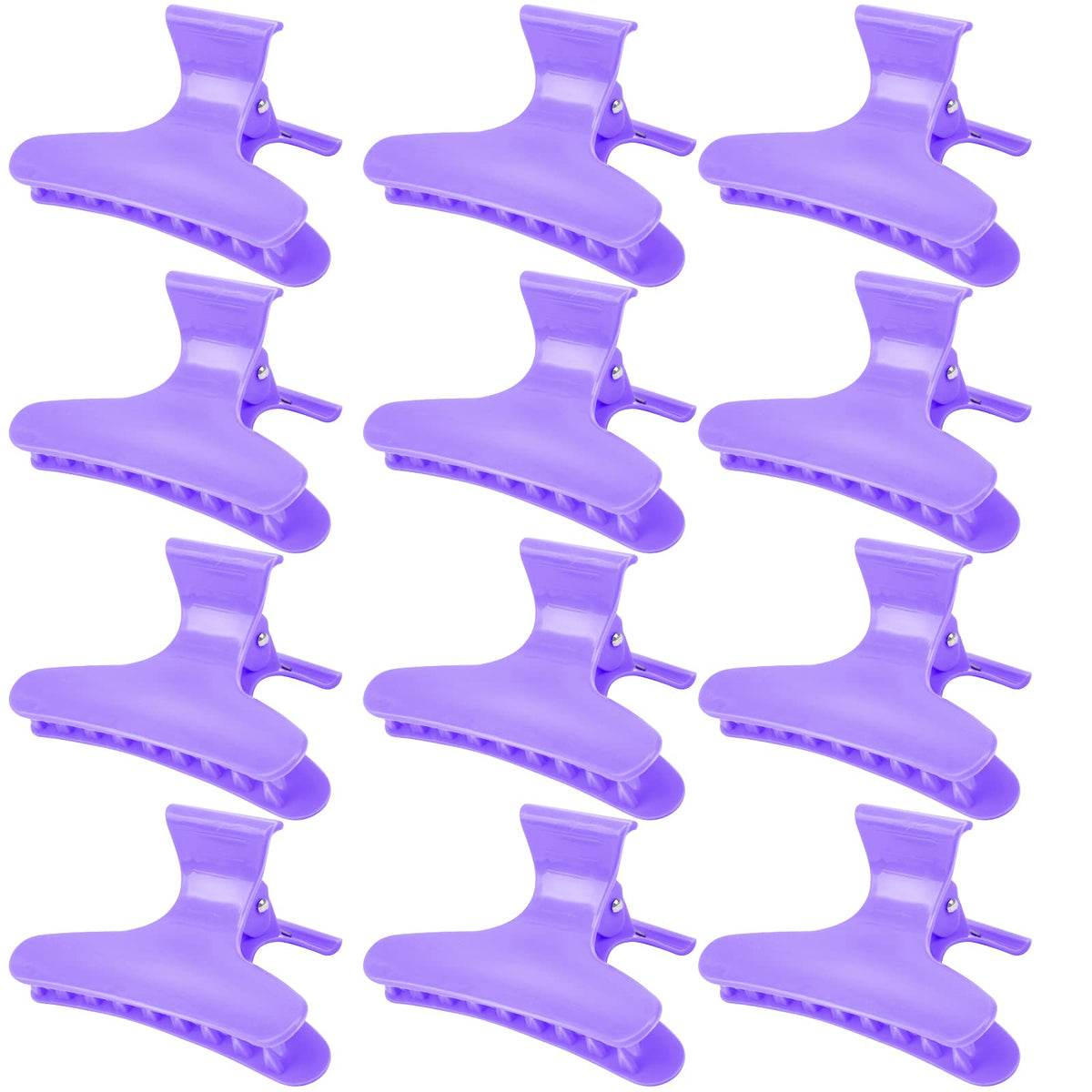 Ondder 12 pack purple butterfly hair clips front view
