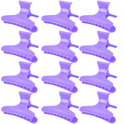 Ondder 12 pack purple butterfly hair clips front view