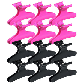 Ondder Butterfly Hair Claw Clips in black and hot pink front view