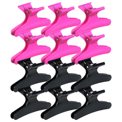 Ondder Butterfly Hair Claw Clips in black and hot pink front view