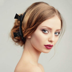Ondder Butterfly Hair Clip in use on thick hair