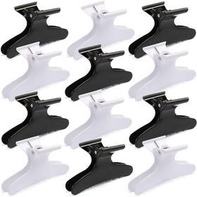 Ondder Hair Clips 12 pack in black and white, front view