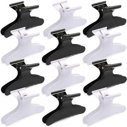 Ondder Hair Clips 12 pack in black and white, front view