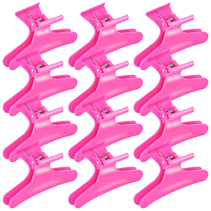 Ondder Hot Pink Hair Clips front view with 12 pieces