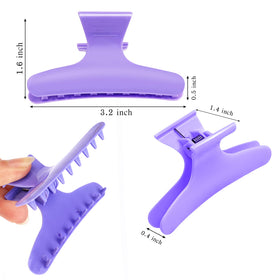 Ondder purple hair clips in a salon setting