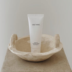 ONE THING Centella Soothing Cream 3.38 Fl Oz on a bathroom shelf