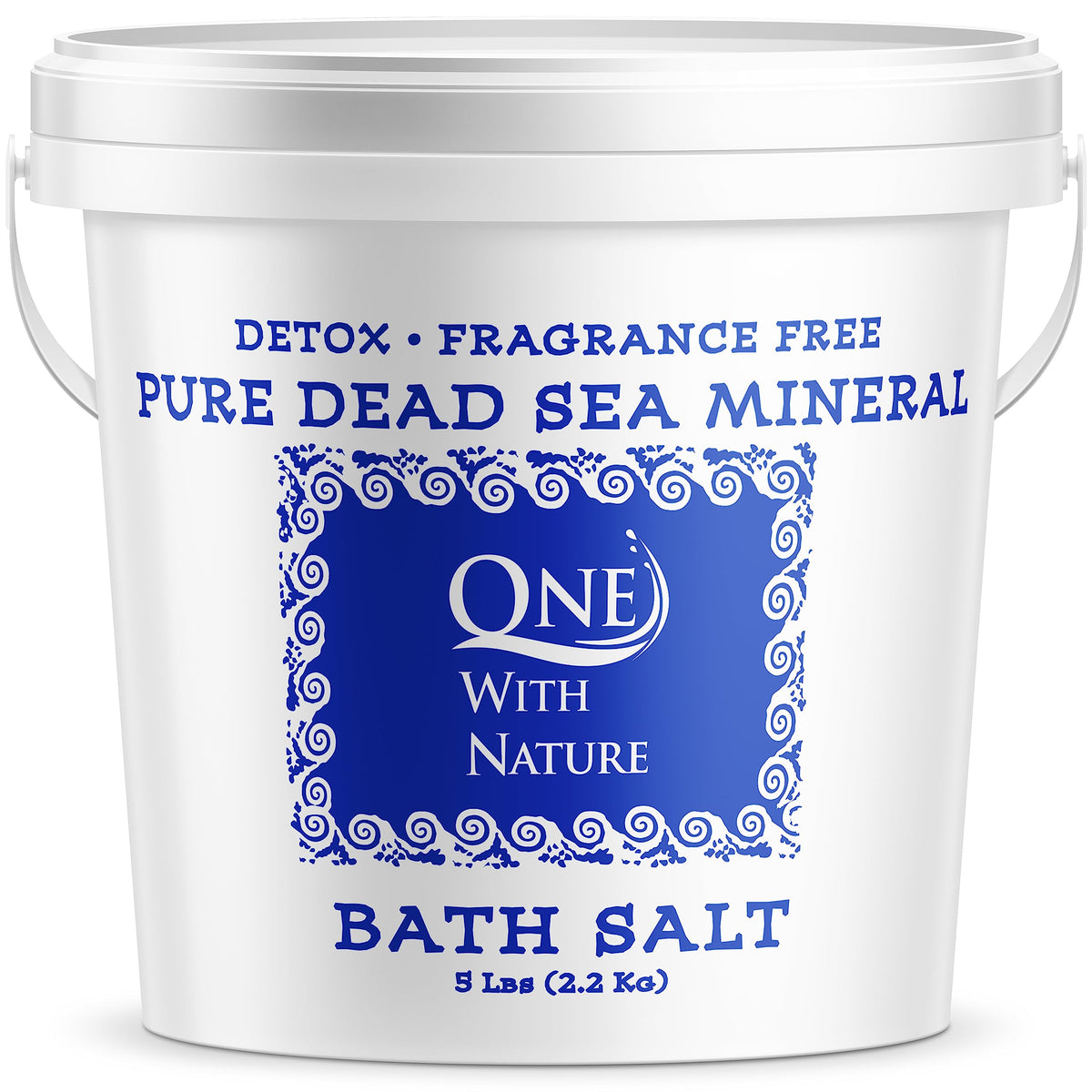 One With Nature 100% Pure Dead Sea Salt 5Lb packaging front view