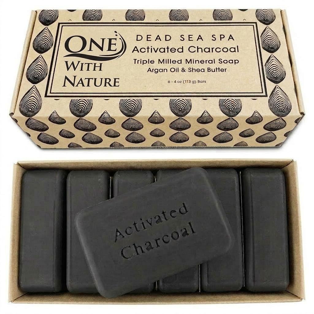 One With Nature Activated Charcoal Soap 4oz gift box front view