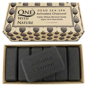 One With Nature Activated Charcoal Soap 4oz gift box front view