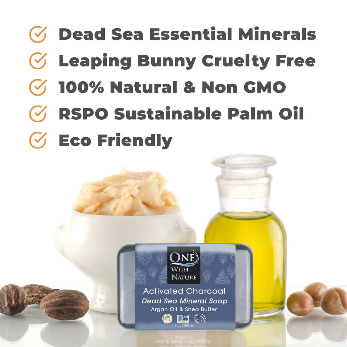 One With Nature Activated Charcoal Soap packaging details